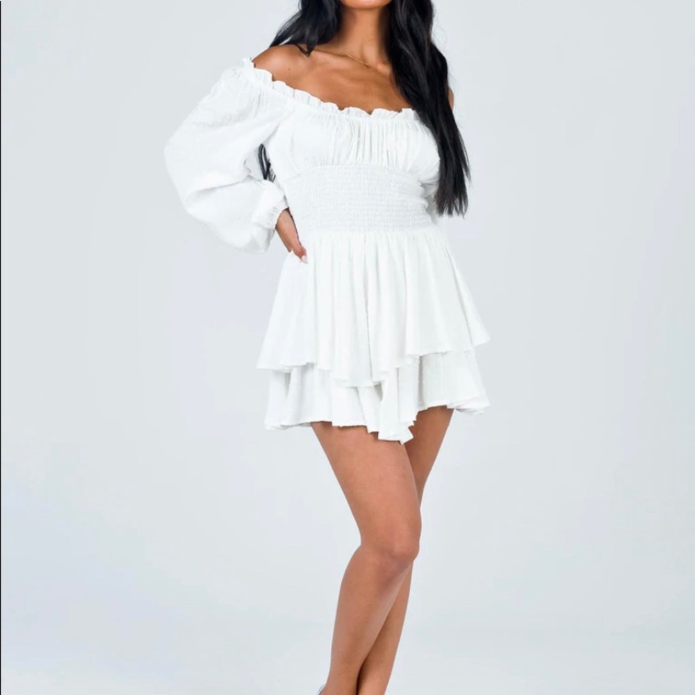 princess polly love galore long sleeve romper white